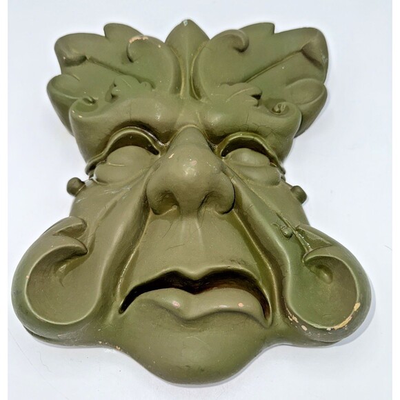 Vintage Chalk Ware Green Garden Grouch Garden Wall Art Wall Hanging 9.5” - Picture 2 of 12